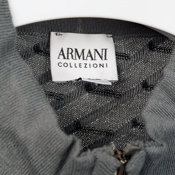 Armani Collezioni Grey Geometric Textured-Knit Zip Jacket - Picture 8 of 10